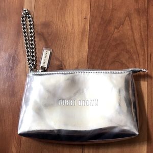 Silver metallic Bobbi Brown cosmetic case